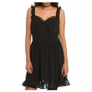 Royal Bones Dress Womens Black Lace Embroidered Skulls Ruffle Goth SZ SM skater